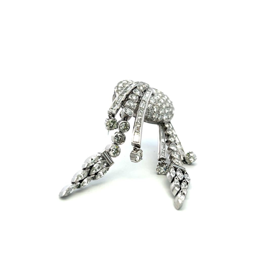 Vintage Platinum Pin Brooch With 8.2 Carat Marquis and Round G-VS Diamonds