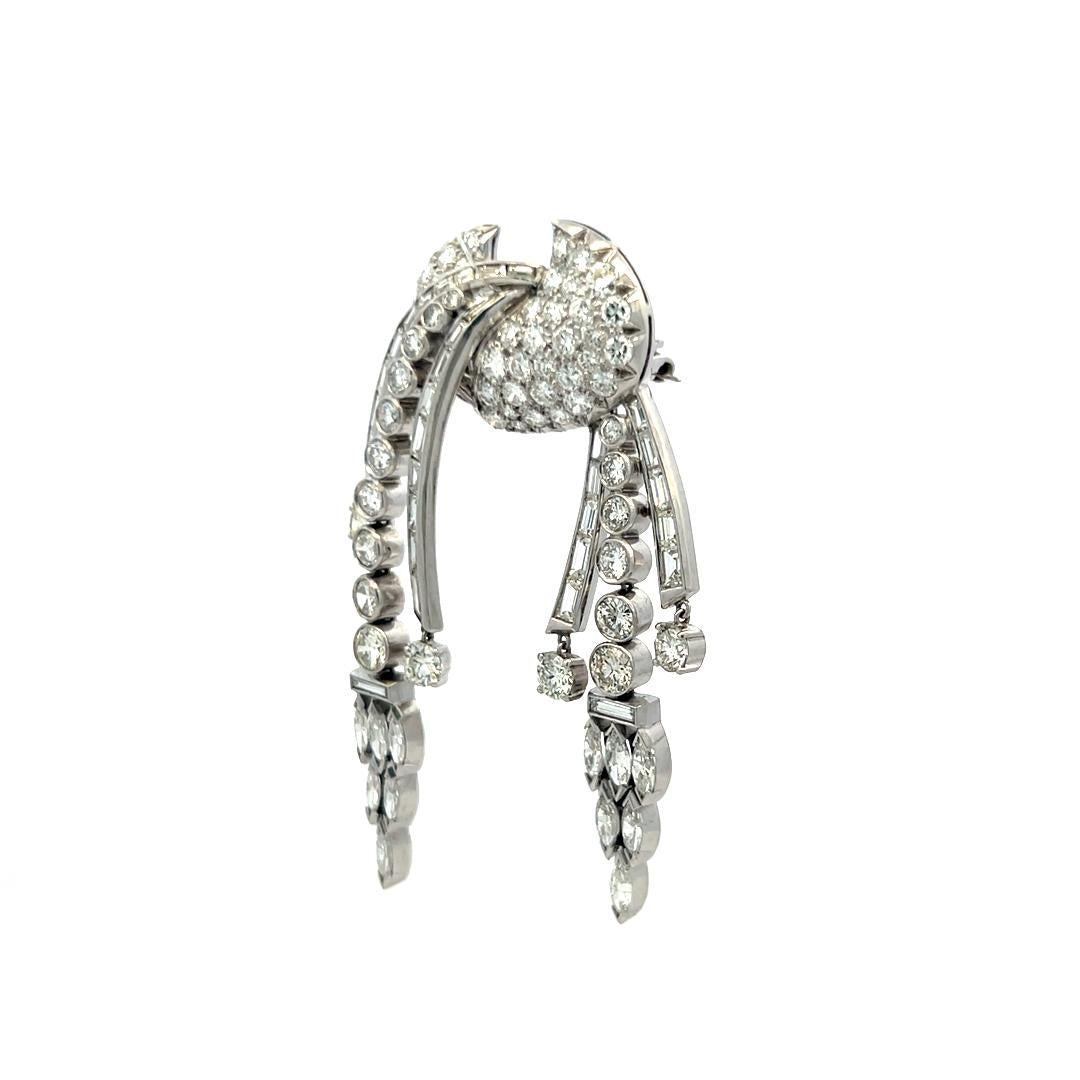 Vintage Platinum Pin Brooch With 8.2 Carat Marquis and Round G-VS Diamonds