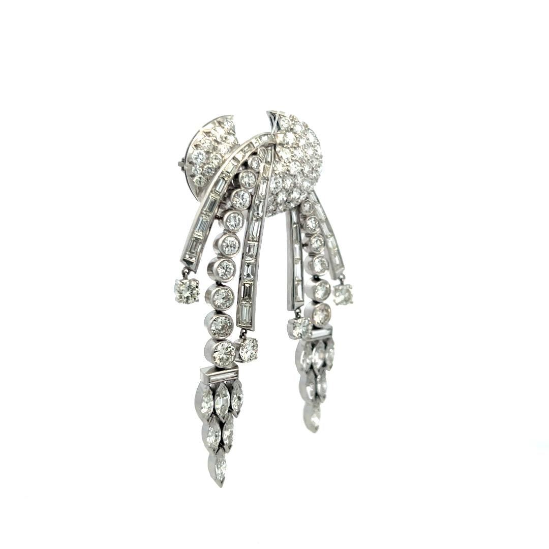 Vintage Platinum Pin Brooch With 8.2 Carat Marquis and Round G-VS Diamonds