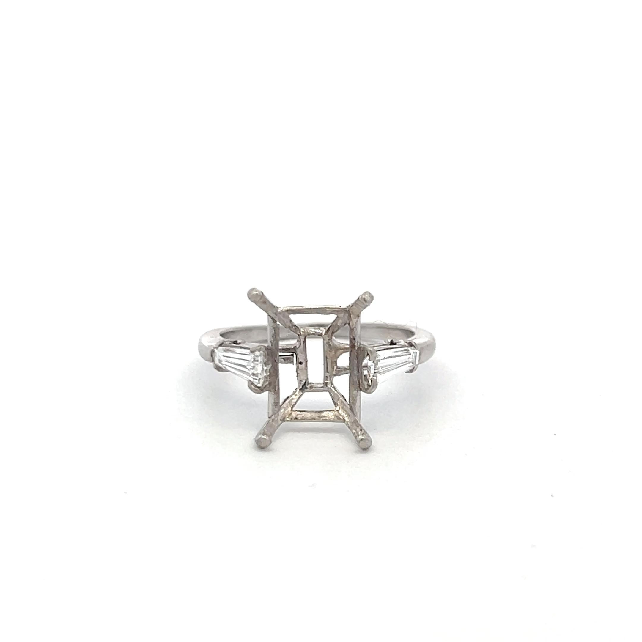 Platinum Semi-Mount Ring with 0.56 Carat Diamond Fits 10.07*7.5 mm+ Stone