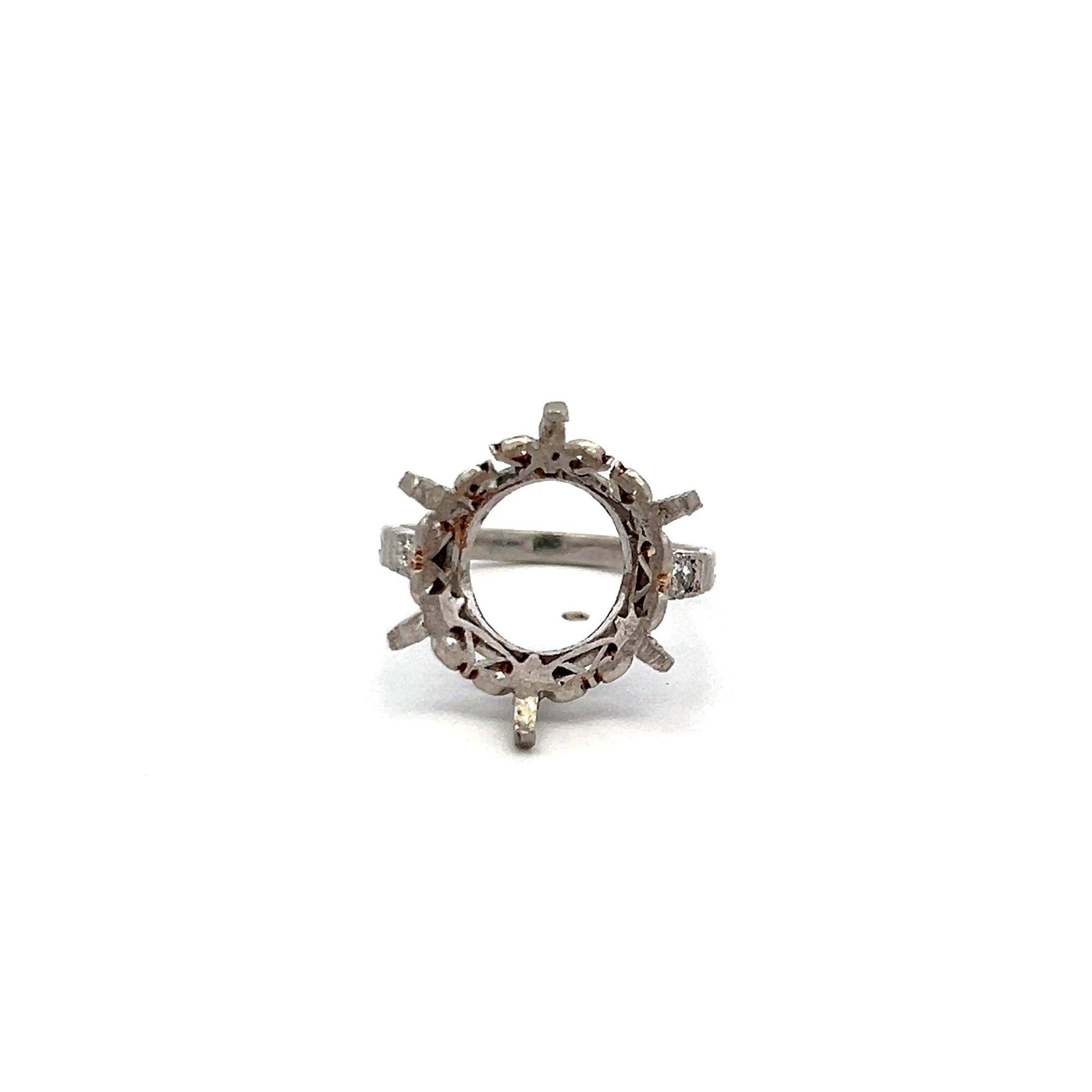 Platinum Semi Mount Ring With 0.08 I-VS Carat Diamond Fits 15.4 MM Stone Size 6