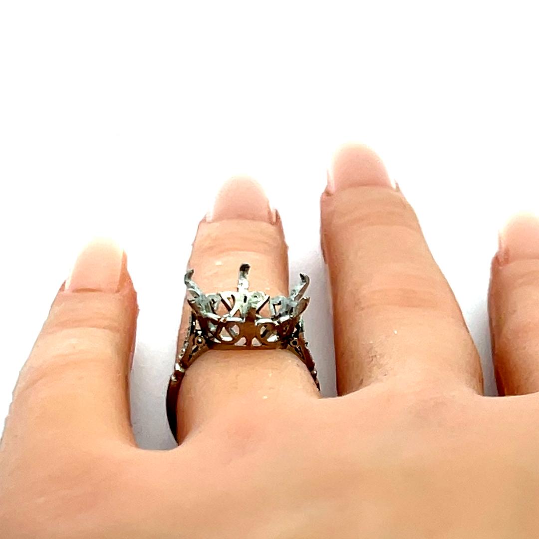 Platinum Semi Mount Ring With 0.08 I-VS Carat Diamond Fits 15.4 MM Stone Size 6