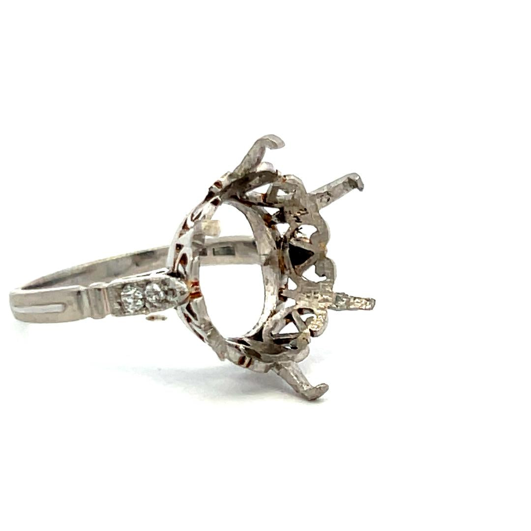 Platinum Semi Mount Ring With 0.08 I-VS Carat Diamond Fits 15.4 MM Stone Size 6