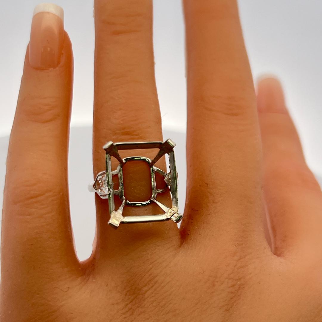 Vintage Platinum Semi Mount Ring with 1.5 Carat Diamonds Fits 16.6-14.9 MM Stone