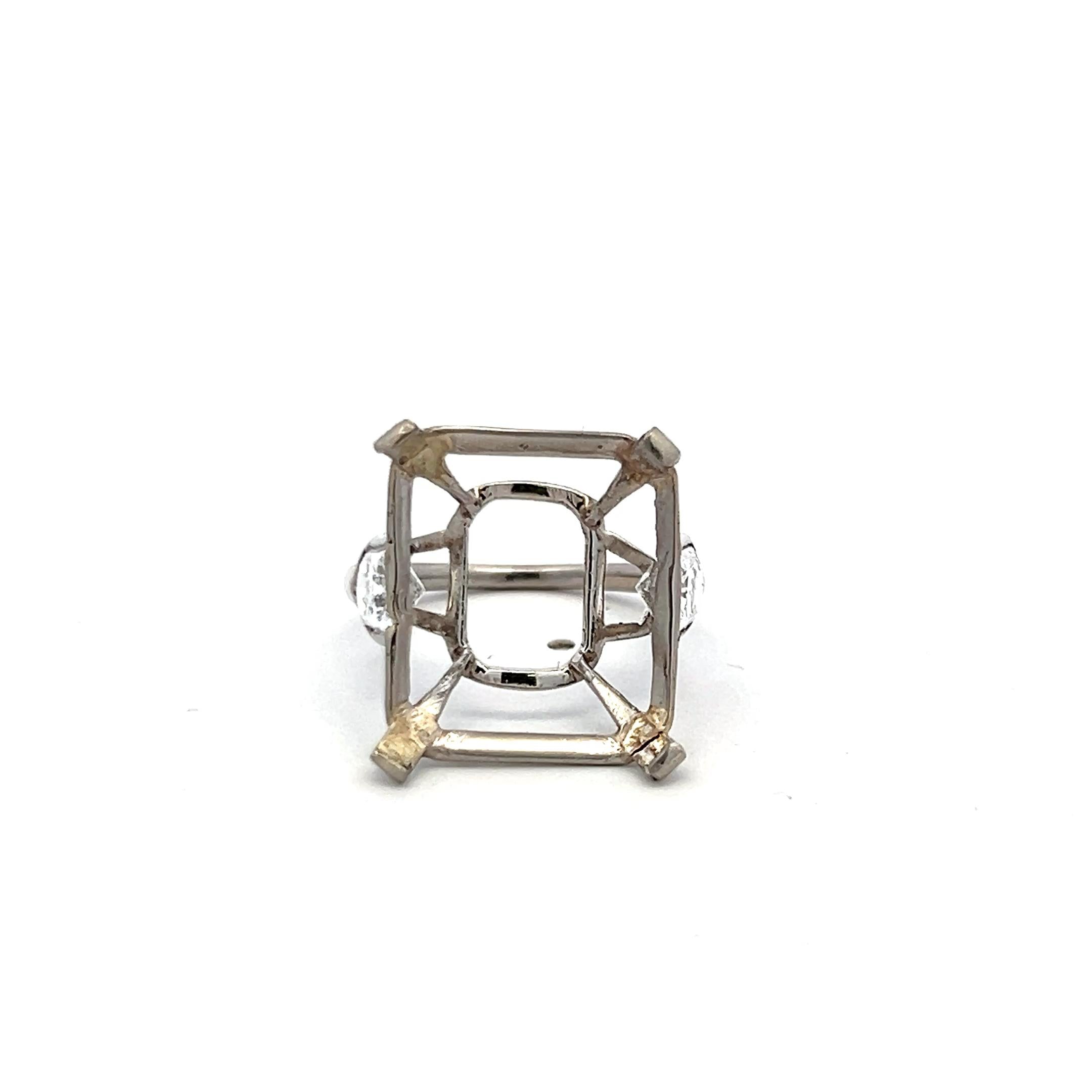 Vintage Platinum Semi Mount Ring with 1.5 Carat Diamonds Fits 16.6-14.9 MM Stone