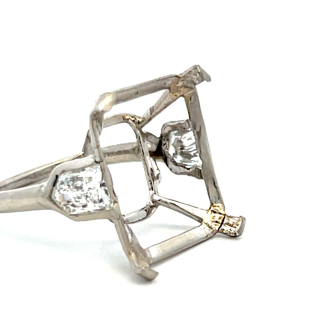 Vintage Platinum Semi Mount Ring with 1.5 Carat Diamonds Fits 16.6-14.9 MM Stone