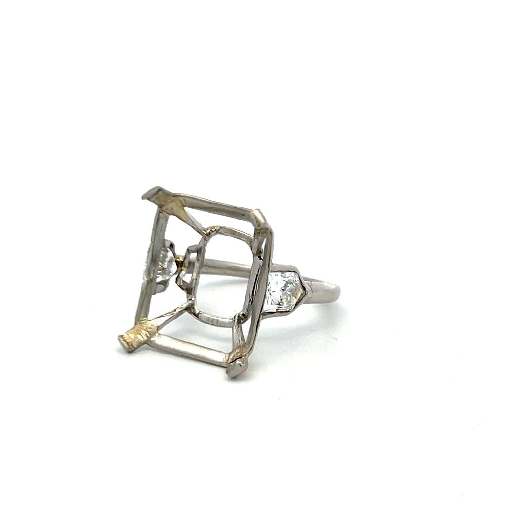 Vintage Platinum Semi Mount Ring with 1.5 Carat Diamonds Fits 16.6-14.9 MM Stone