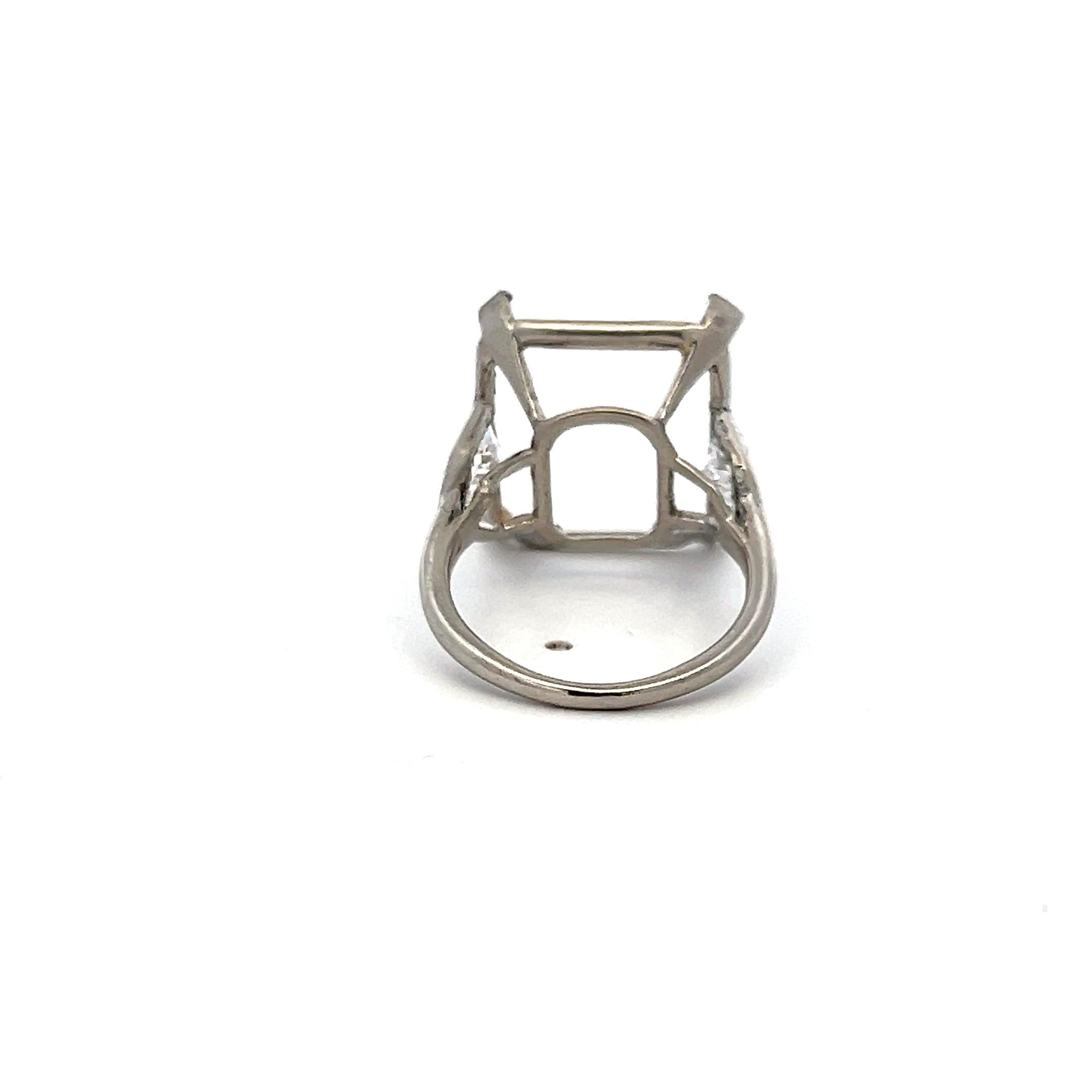 Vintage Platinum Semi Mount Ring with 1.5 Carat Diamonds Fits 16.6-14.9 MM Stone