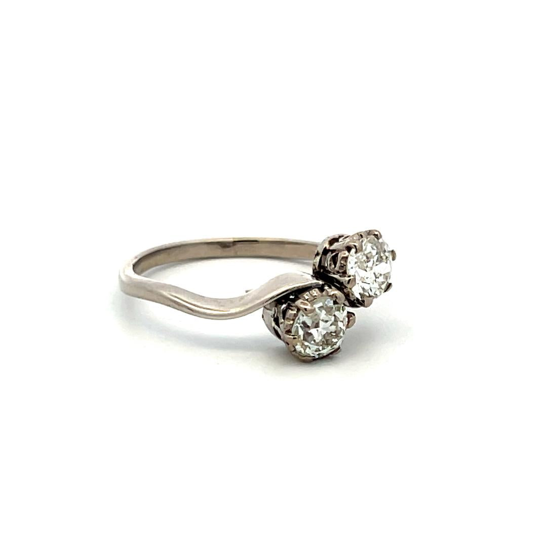 Platinum Two-Stone Ring With 1.13 Carat Circular Brilliant I-SI2 Diamonds
