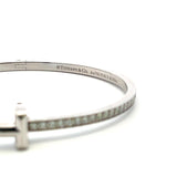 Tiffany & Co 1.00 Carat Round Brilliant Diamond 18K White Gold Bangle Bracelet