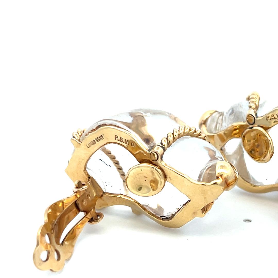 Seaman Schepps 18K Yellow Gold Sculptural Vintage Clip-On Earrings