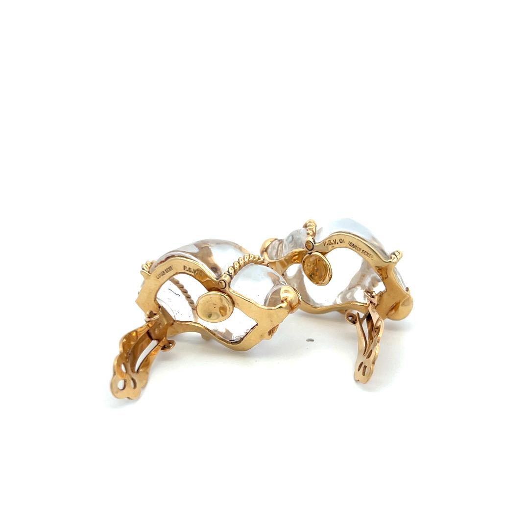 Seaman Schepps 18K Yellow Gold Sculptural Vintage Clip-On Earrings