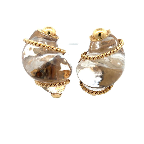 Seaman Schepps 18K Yellow Gold Sculptural Vintage Clip-On Earrings