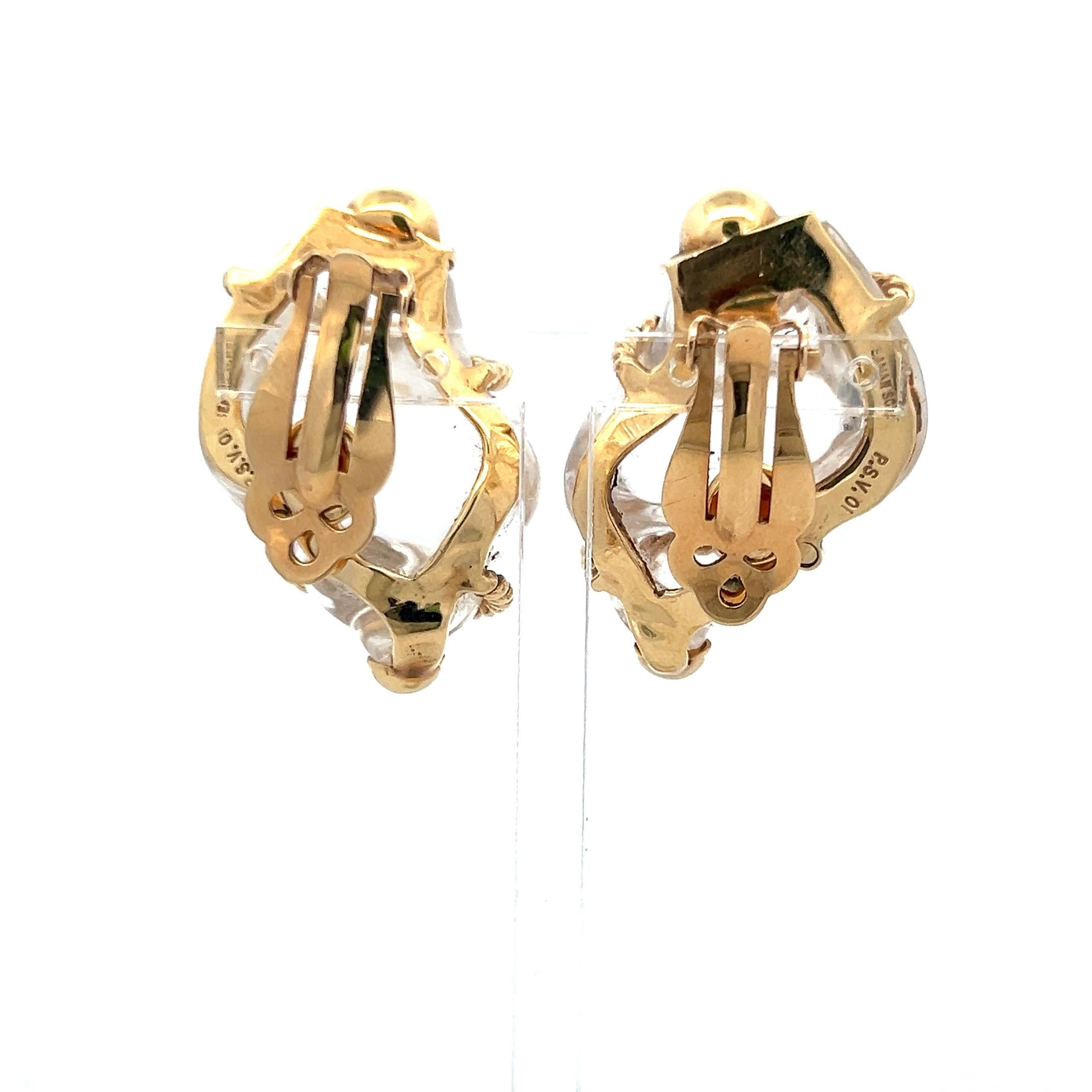 Seaman Schepps 18K Yellow Gold Sculptural Vintage Clip-On Earrings
