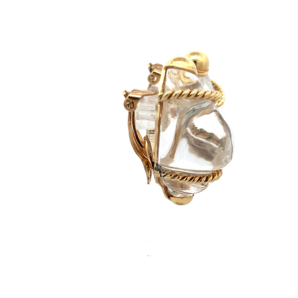 Seaman Schepps 18K Yellow Gold Sculptural Vintage Clip-On Earrings