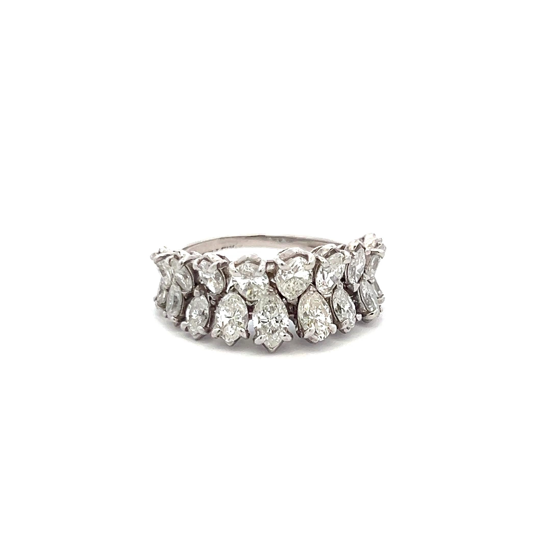 3.50 Carat Marquise Shape H VS Diamond Platinum Band Ring