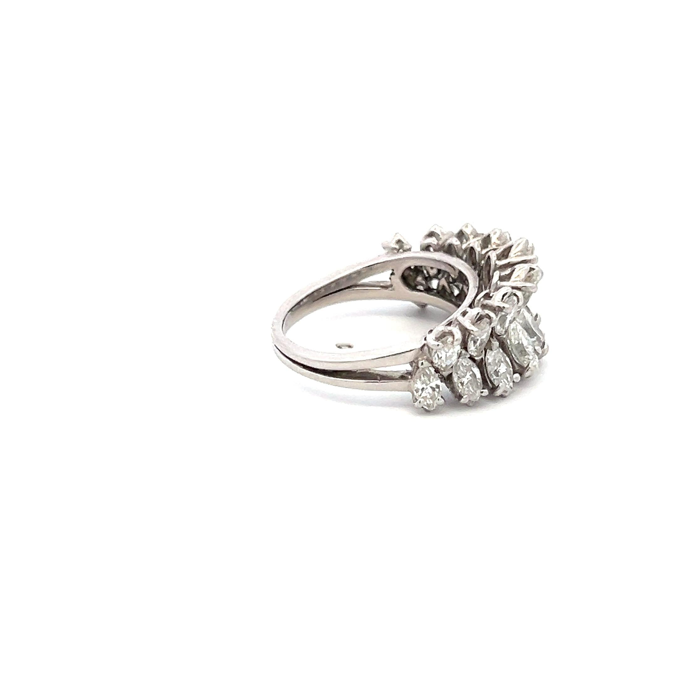 3.50 Carat Marquise Shape H VS Diamond Platinum Band Ring