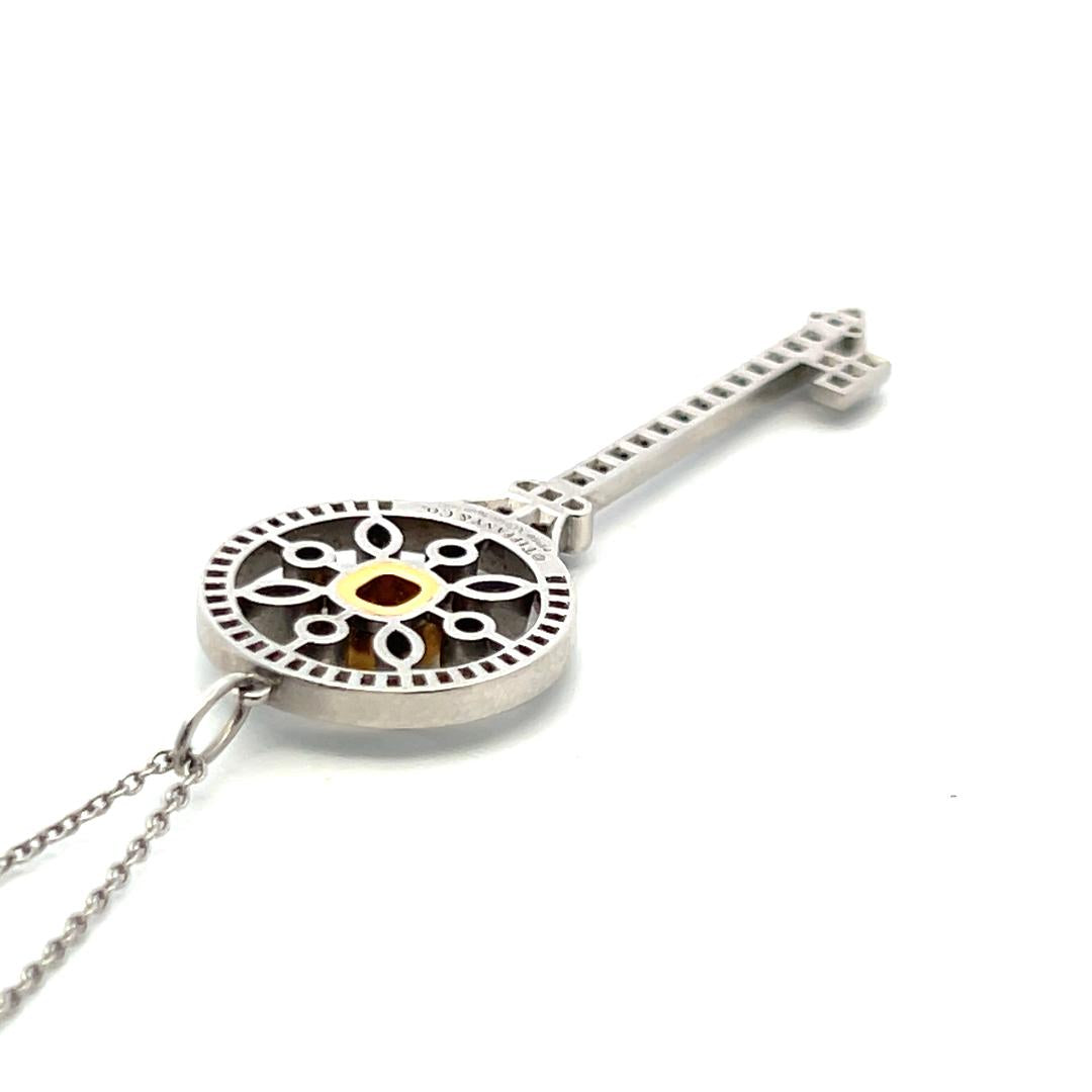 Tiffany & Co 1.33 Carat Cut Diamond Platinum Key Pendant Necklace