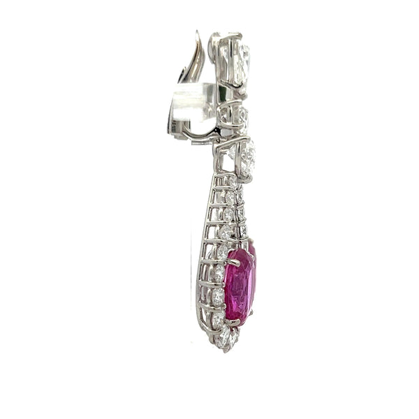 Graff 10.72 Carat Sapphire 8.90 Carat G-VS Diamond 18K WG-PLAT Dangling Earrings