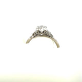 0.90 Carat Round Brilliant H SI1 Diamond Platinum Art Deco Ring