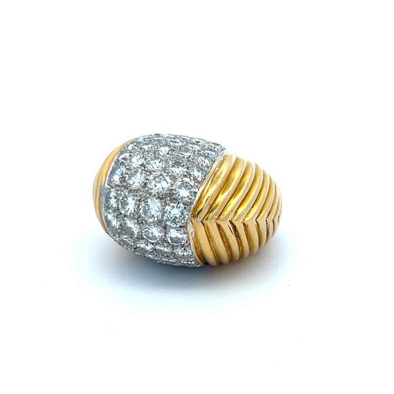 4.40 Carat Round Brilliant Diamond 18 Karat Two Tone Gold Cocktail Ring