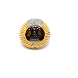 4.40 Carat Round Brilliant Diamond 18 Karat Two Tone Gold Cocktail Ring