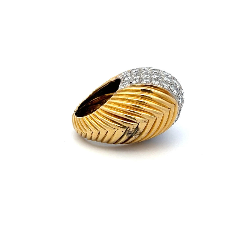 4.40 Carat Round Brilliant Diamond 18 Karat Two Tone Gold Cocktail Ring