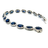 William Goldber 21.57 Carat Sapphire 2.00 Carat Round Diamond Plat Link Bracelet