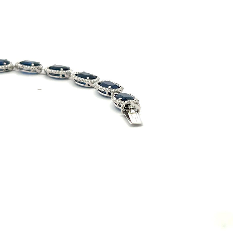 William Goldber 21.57 Carat Sapphire 2.00 Carat Round Diamond Plat Link Bracelet