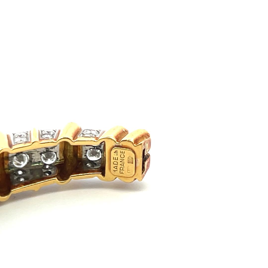 7.50 Carat Round Brilliant Diamond 18K Yellow Gold Vintage Bangle Bracelet