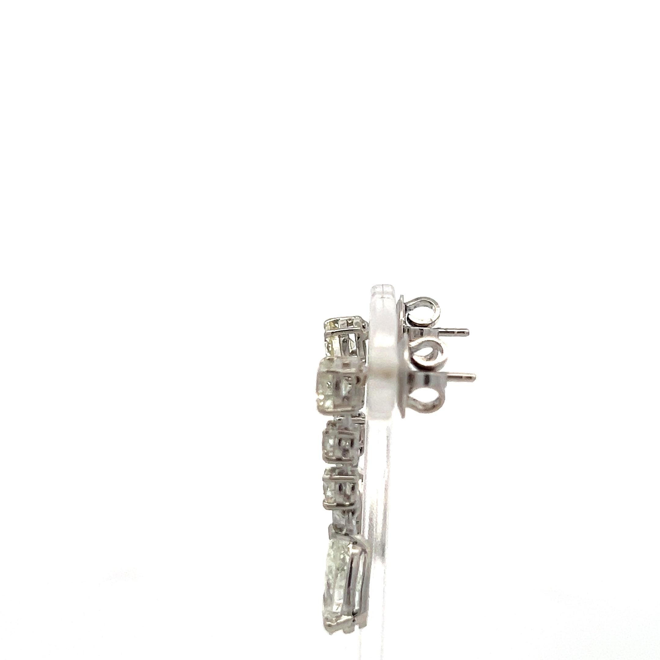 Platinum Drop Earrings with 4.25 Carat Round & Pear Diamonds J SI GIA