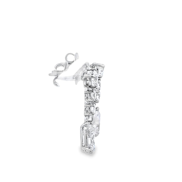 4.25 Carat Pear & Round Brilliant J SI Diamond Platinum Drop Earrings