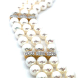 Mikimoto 6.5-6.9MM Pearl 0.68 Carat Round Brilliant Diamond 18K YG Bead Bracelet