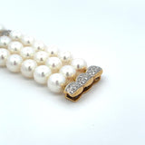 Mikimoto 6.5-6.9MM Pearl 0.68 Carat Round Brilliant Diamond 18K YG Bead Bracelet