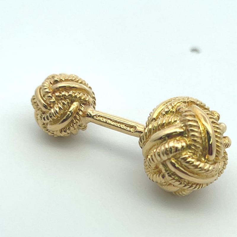 Tiffany & Co Vintage 17.60 Grams 18 Karat Yellow Gold Knotted Cufflinks