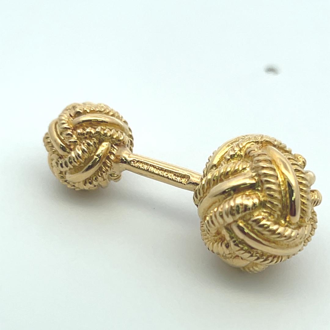 Tiffany & Co. 18K Yellow Gold Knotted Rope Design Vintage Cufflinks
