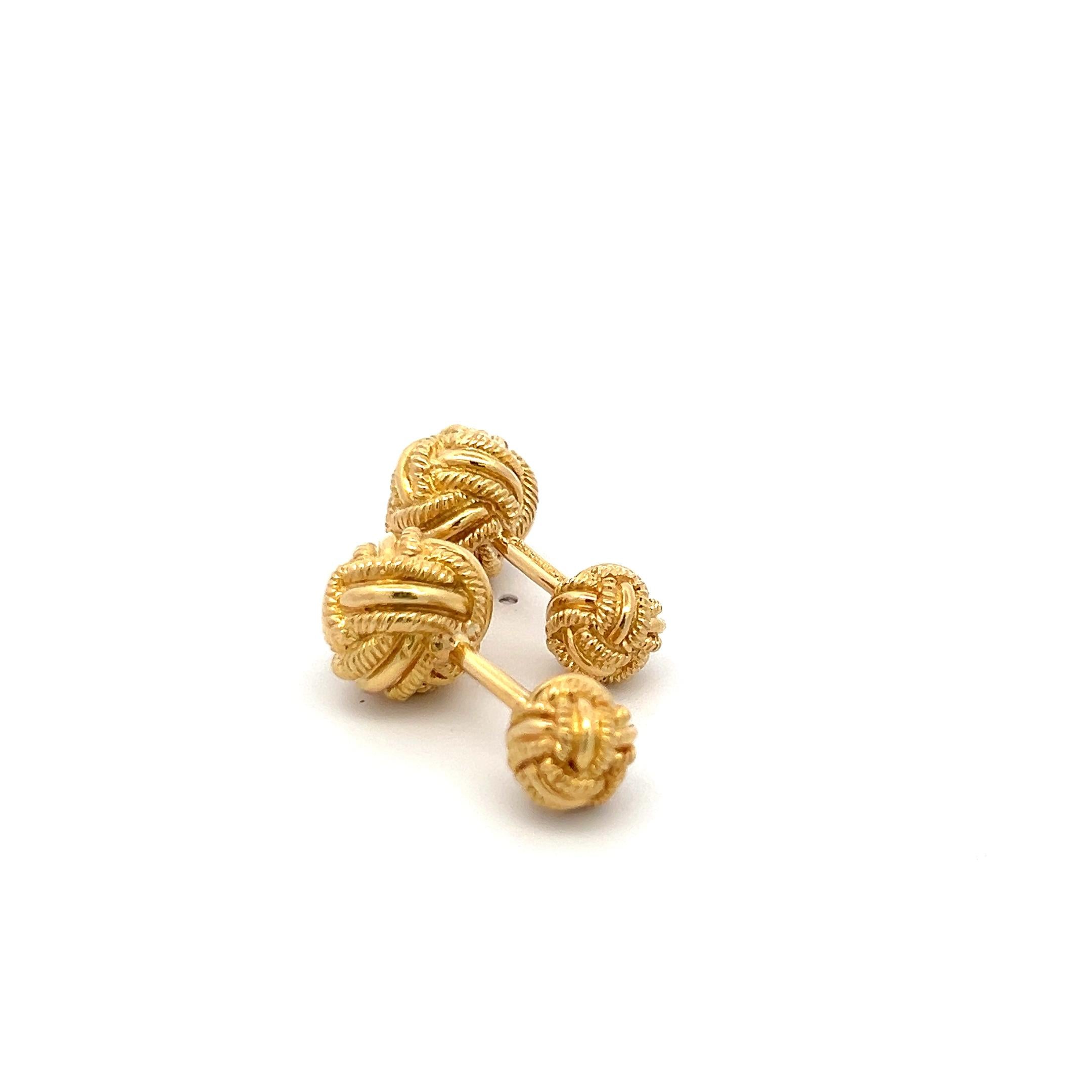 Tiffany & Co. 18K Yellow Gold Knotted Rope Design Vintage Cufflinks