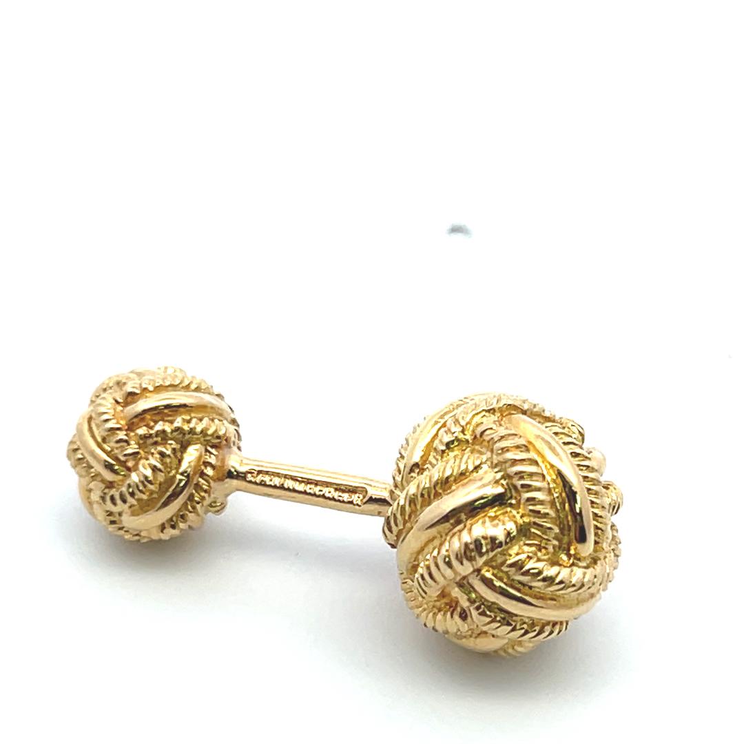 Tiffany & Co. 18K Yellow Gold Knotted Rope Design Vintage Cufflinks