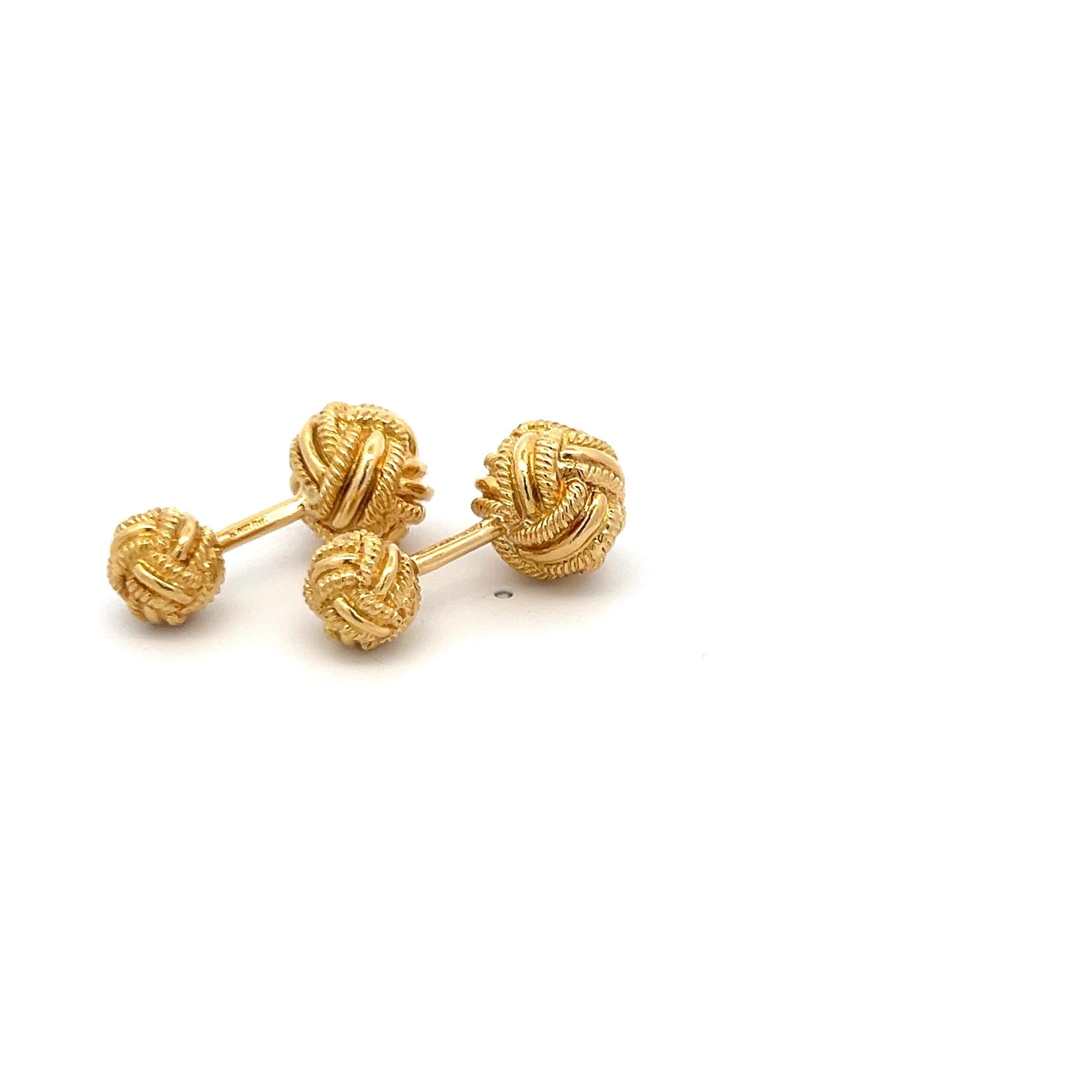 Tiffany & Co. 18K Yellow Gold Knotted Rope Design Vintage Cufflinks