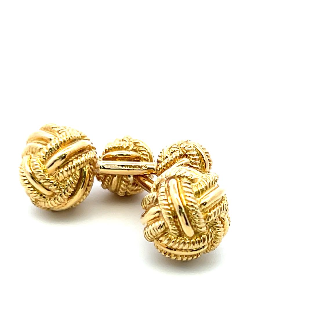 Tiffany & Co. 18K Yellow Gold Knotted Rope Design Vintage Cufflinks