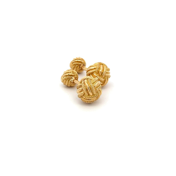 Tiffany & Co. 18K Yellow Gold Knotted Rope Design Vintage Cufflinks