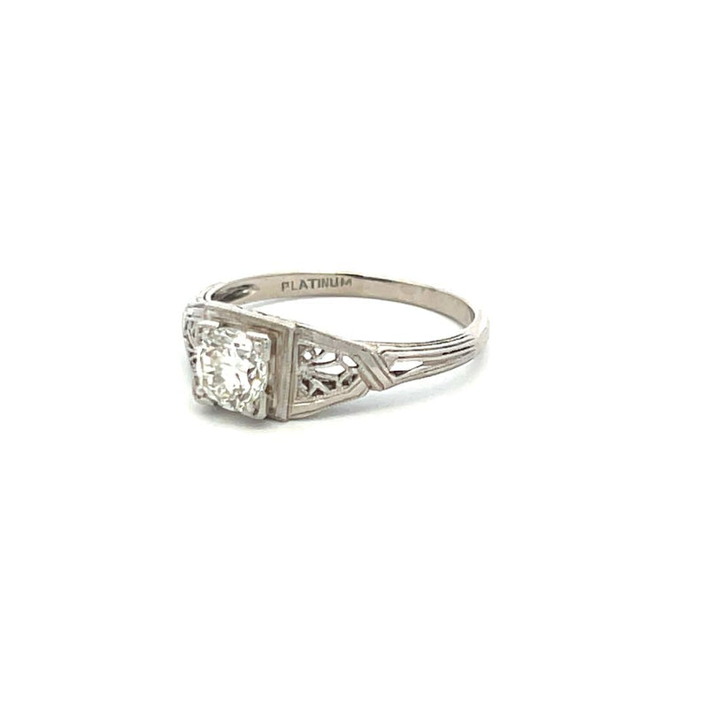 0.56 Carat Old European Cut H VS Diamond Platinum Filigree Ring