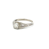 0.56 Carat Old European Cut H VS Diamond Platinum Filigree Ring