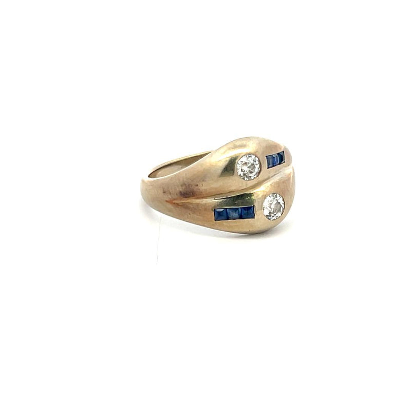 0.36 Carat Round Brilliant Diamond 0.12 Carat Sapphire 14 Karat WG Cocktail Ring