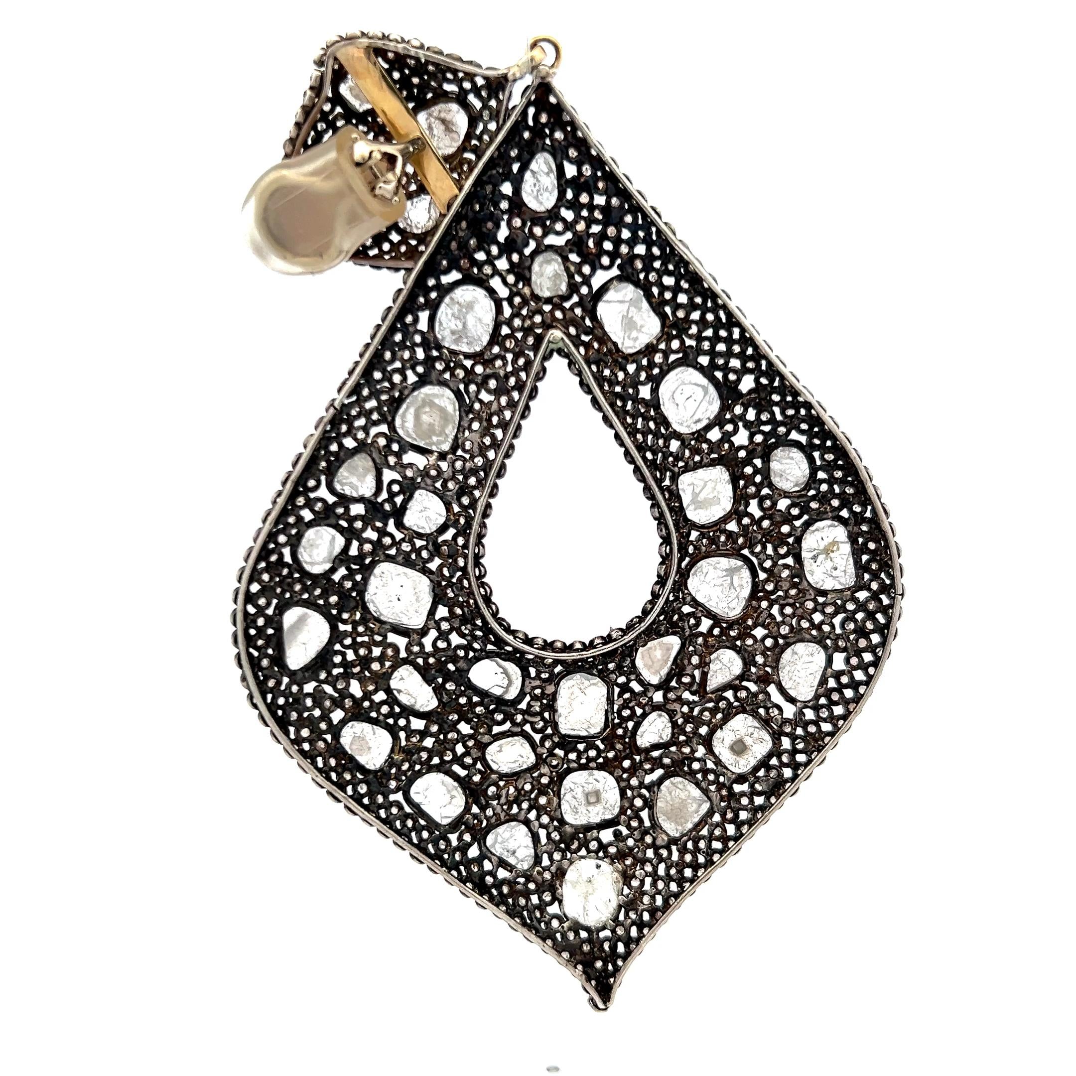 5.00 Carat I1 Diamond 18 Karat Two Tone Gold Dangling Earrings