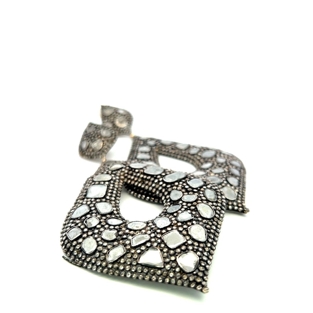 5.00 Carat I1 Diamond 18 Karat Two Tone Gold Dangling Earrings