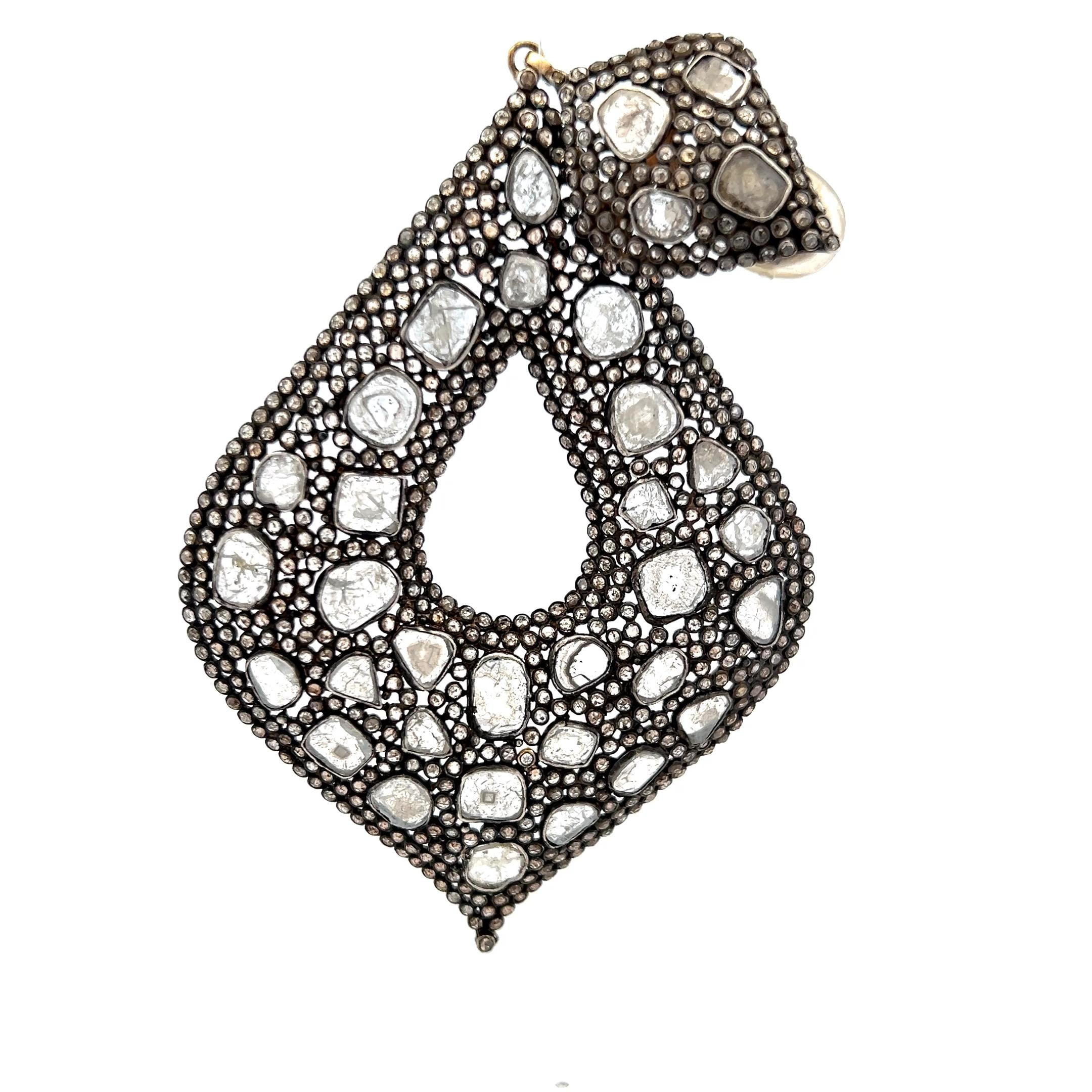 5.00 Carat I1 Diamond 18 Karat Two Tone Gold Dangling Earrings