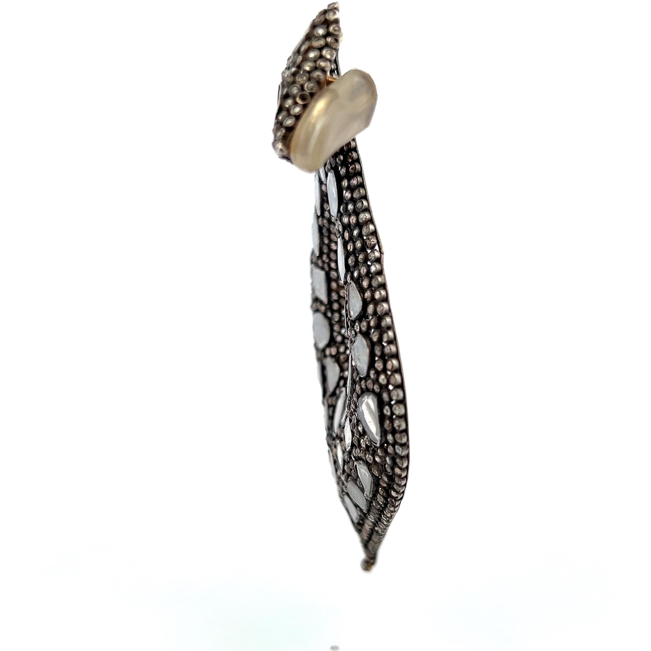 5.00 Carat I1 Diamond 18 Karat Two Tone Gold Dangling Earrings