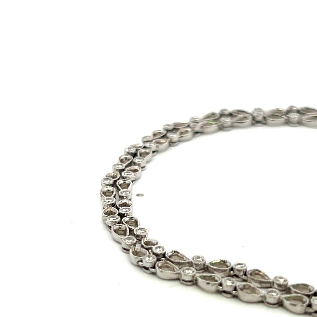 1.55 Carat Circular Brilliant and Marquis Shape Diamond 18K WG Station Necklace