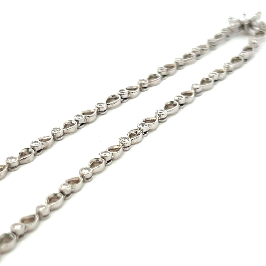 1.55 Carat Circular Brilliant and Marquis Shape Diamond 18K WG Station Necklace